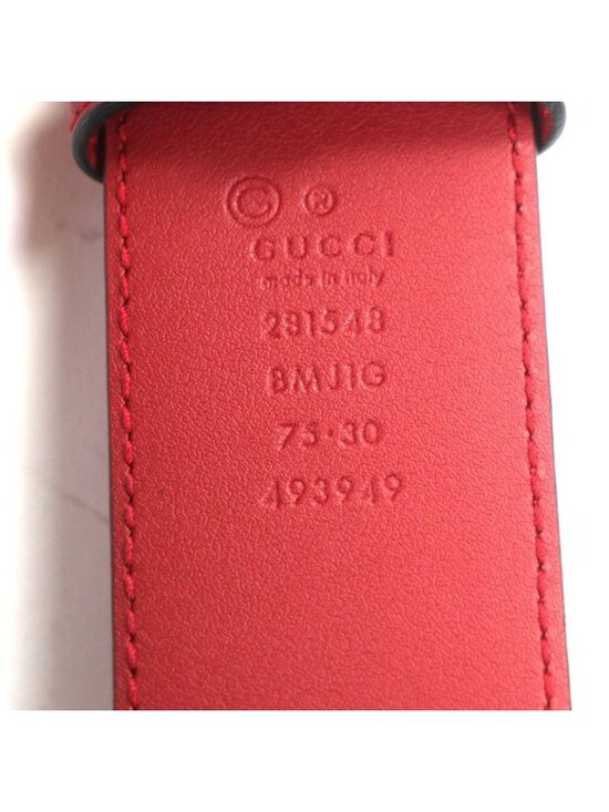 Gucci Micro Guccissima GG Pattern Pin Buckle Leather Belt Red Gold